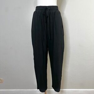 Walter Baker Sophia Joggers Black‎ Linen Blend Drawstring Cropped Size XL NEW